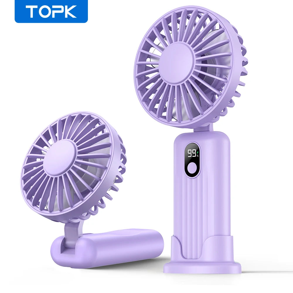 TOPK 5000mAh Portable Hand Held Fan,[7-24H of Working Time]Whisper-Quiet&Portable Design Superior Quality Mini Handheld