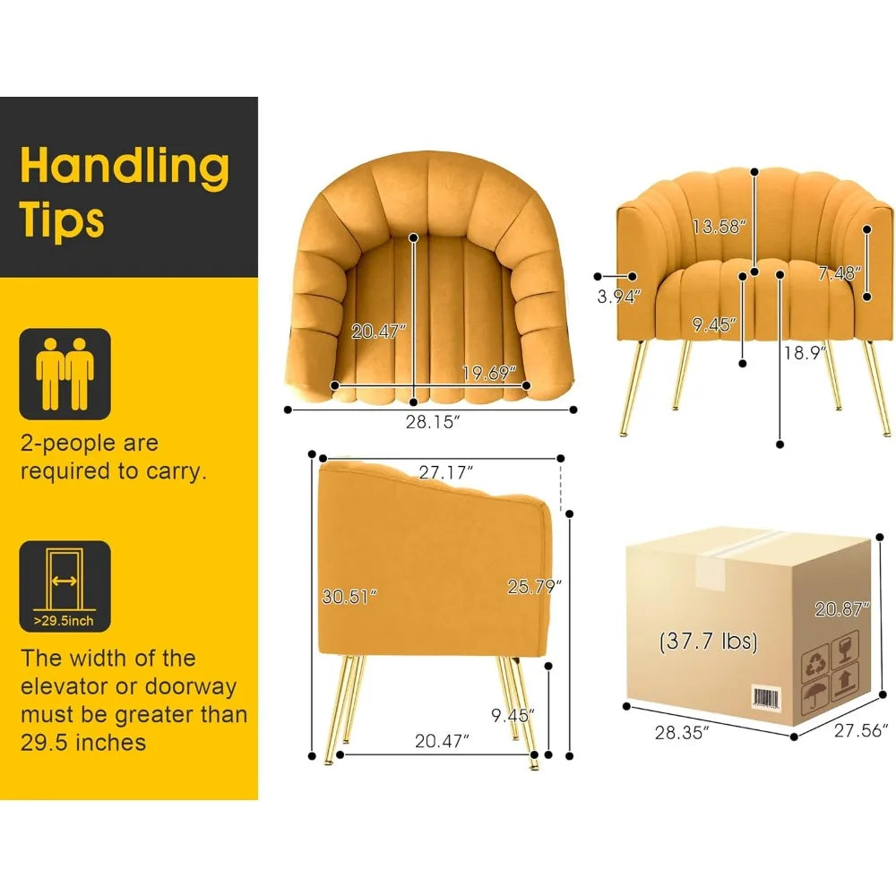 Oversized Pumpkin Couch Accent Chair Modern Comfy Velvet Upholstered Barrel Chairs Luxury Single Sofa Armchair