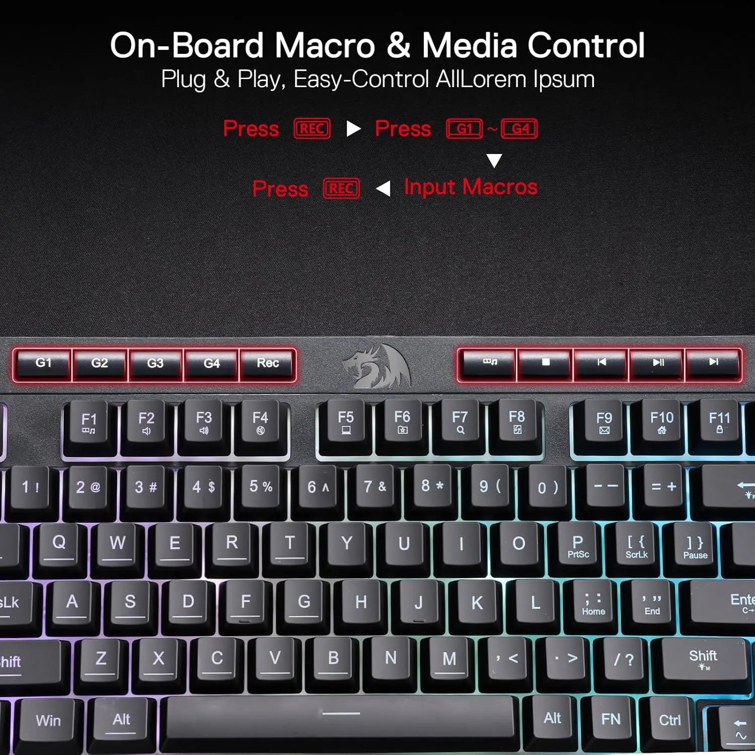 Redragon K515 Shiva RGB Membrane Gaming 98 Keys Mechanical Detachable Wrist Rest Smooth Linear Switch Keyboard - Desktop