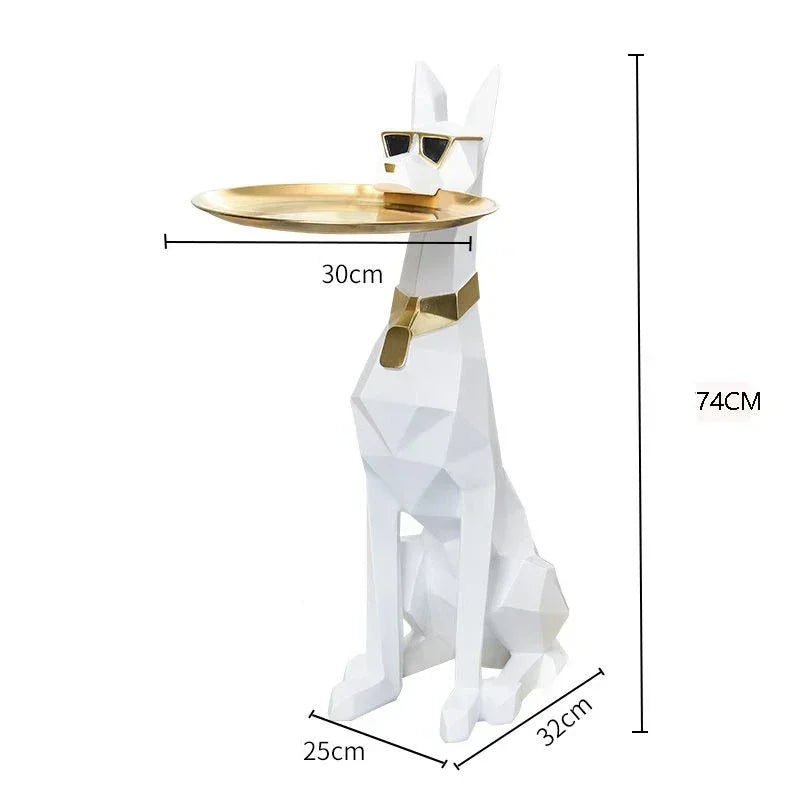 Giant Doberman Figure Side Table Large Dog Statue Plate Doberman Sculptures Luxury Living Room Decoration Home Decor