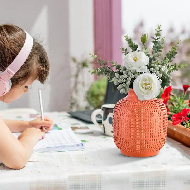 Imitation Ceramic Vase Modern Centerpiece Floral Vase Unbreakable Flower Vase For Home Decor Living Room Centerpieces