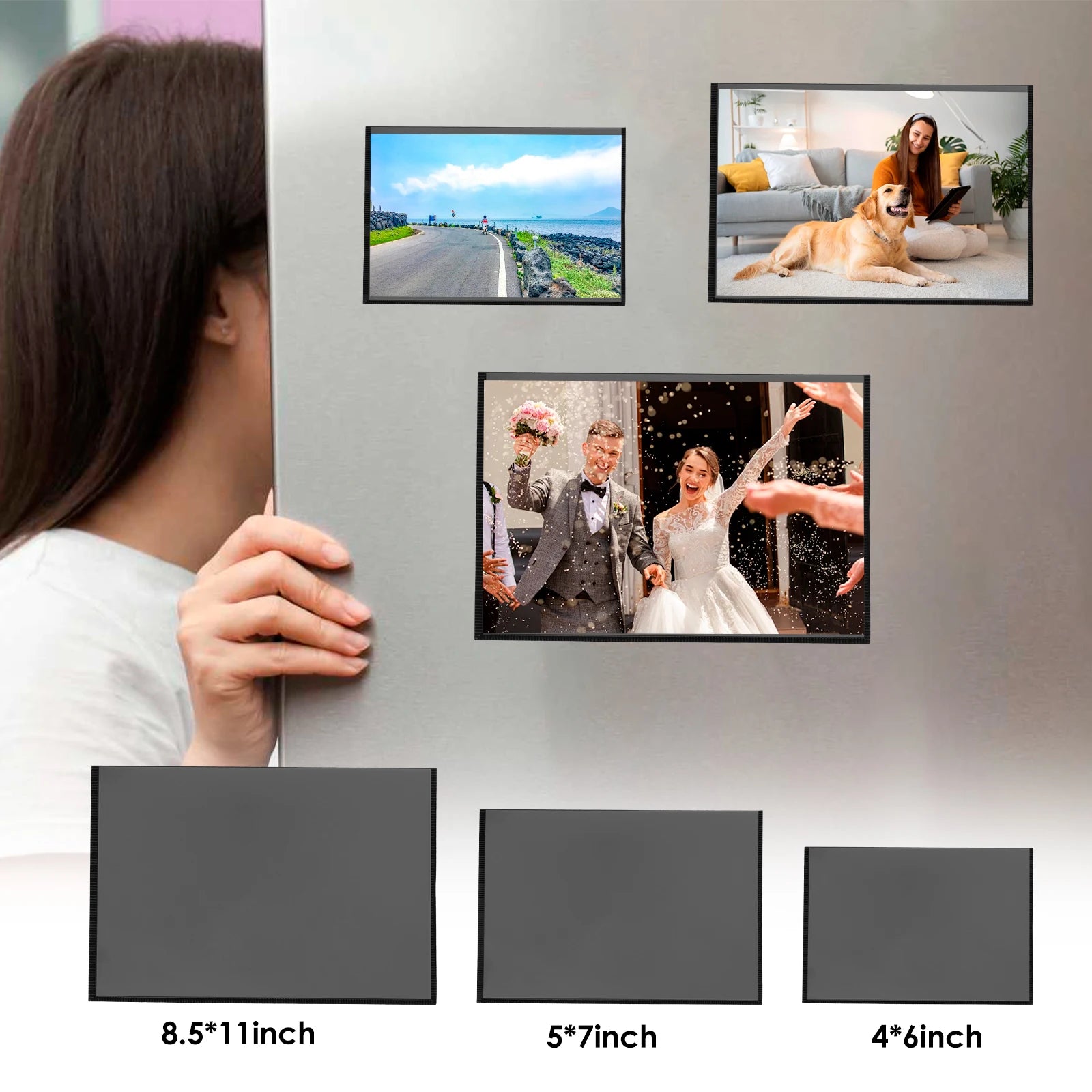 24/10pc Magnetic Picture Frames Fridge Magnet Photo Frame Card Holder Refrig Window Whiteboard Office Cabinet PVC Photo