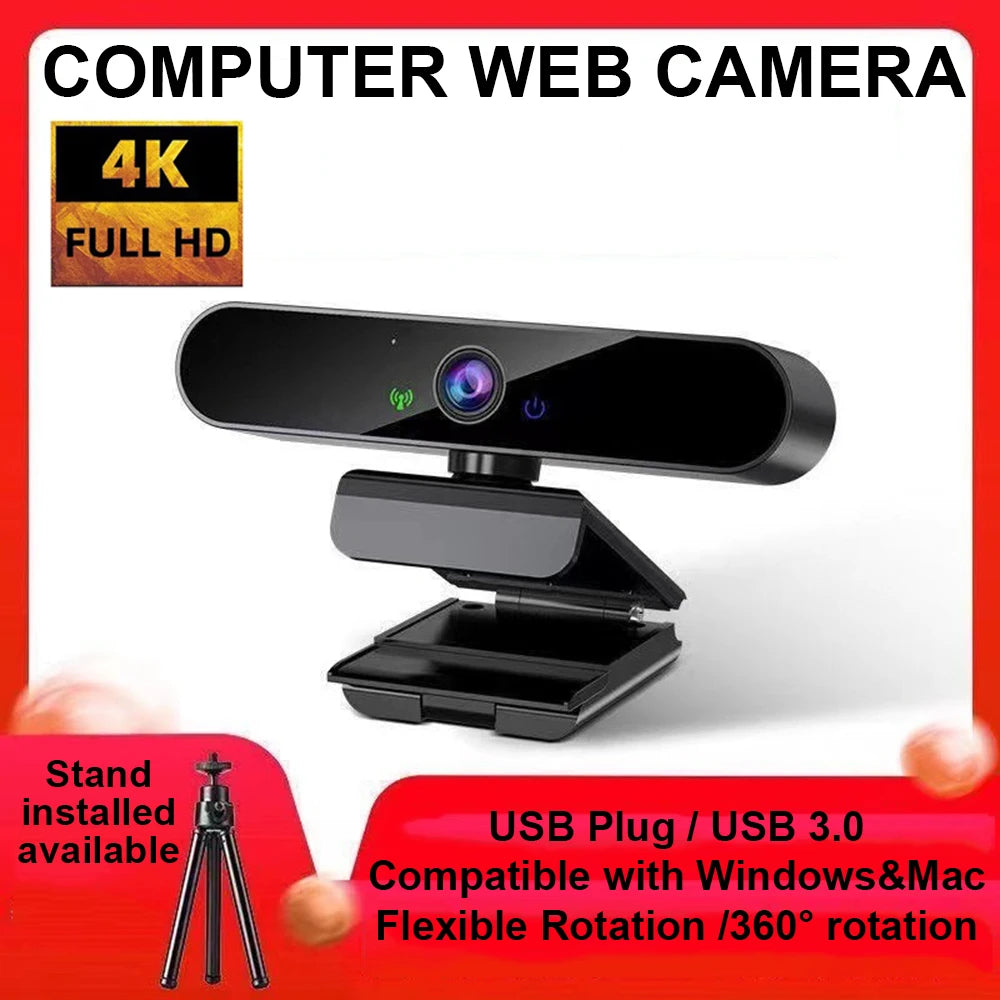 Full HD 1080P 2K 4K Computer Webcam for Home Video Calling Company Online Meeting 30fps Microphone Compatible Multiple