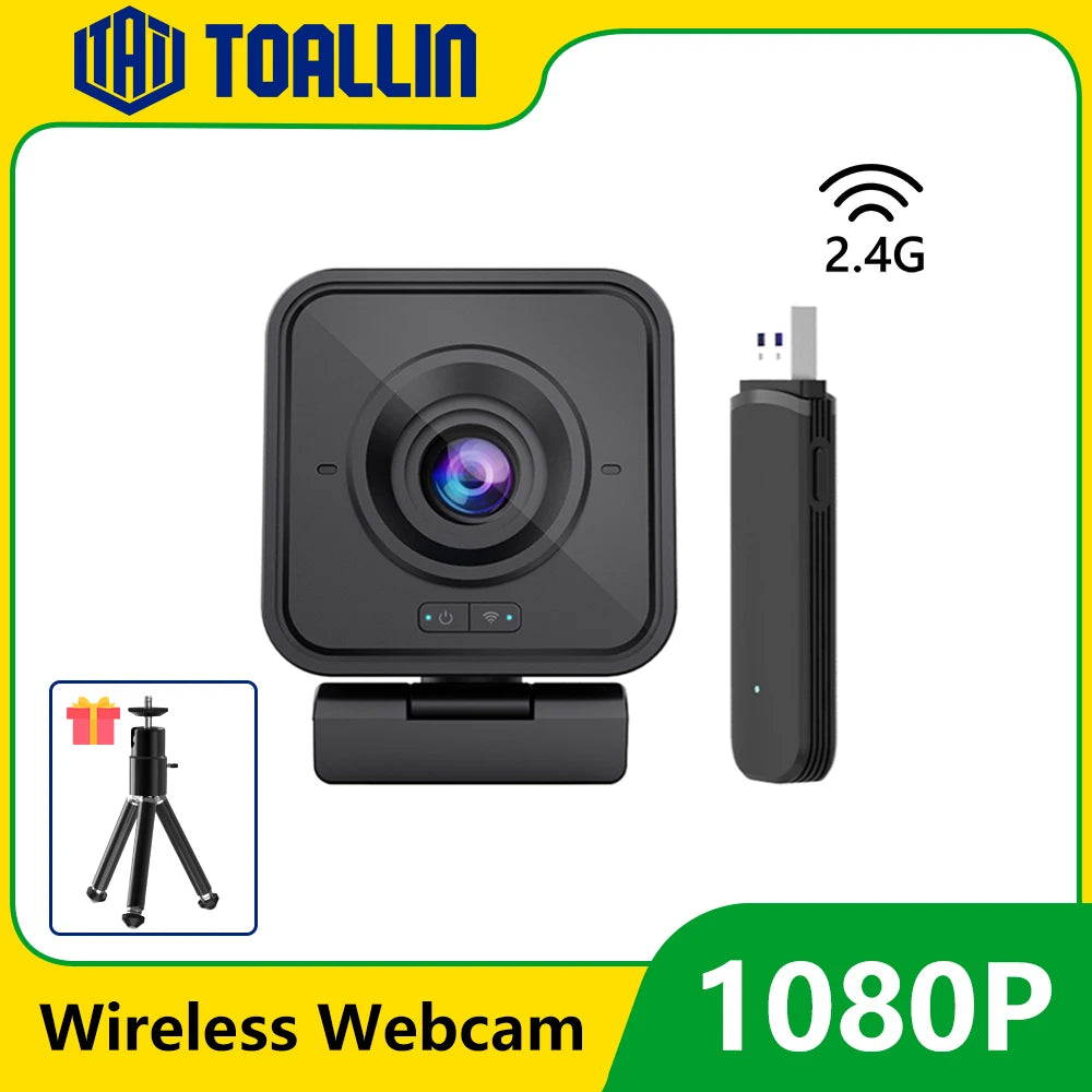 TOALLIN Wireless Webcam 1080P HD PC Camera with Microphone 2.4Ghz Wireless Web Camera for Live Streaming Video