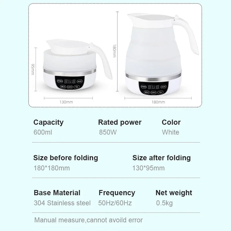 110V/220V Travel Camping Portable Foldable Silicone Electric Kettle Boiling Hot Water Thermal Insulation Heating Boiler