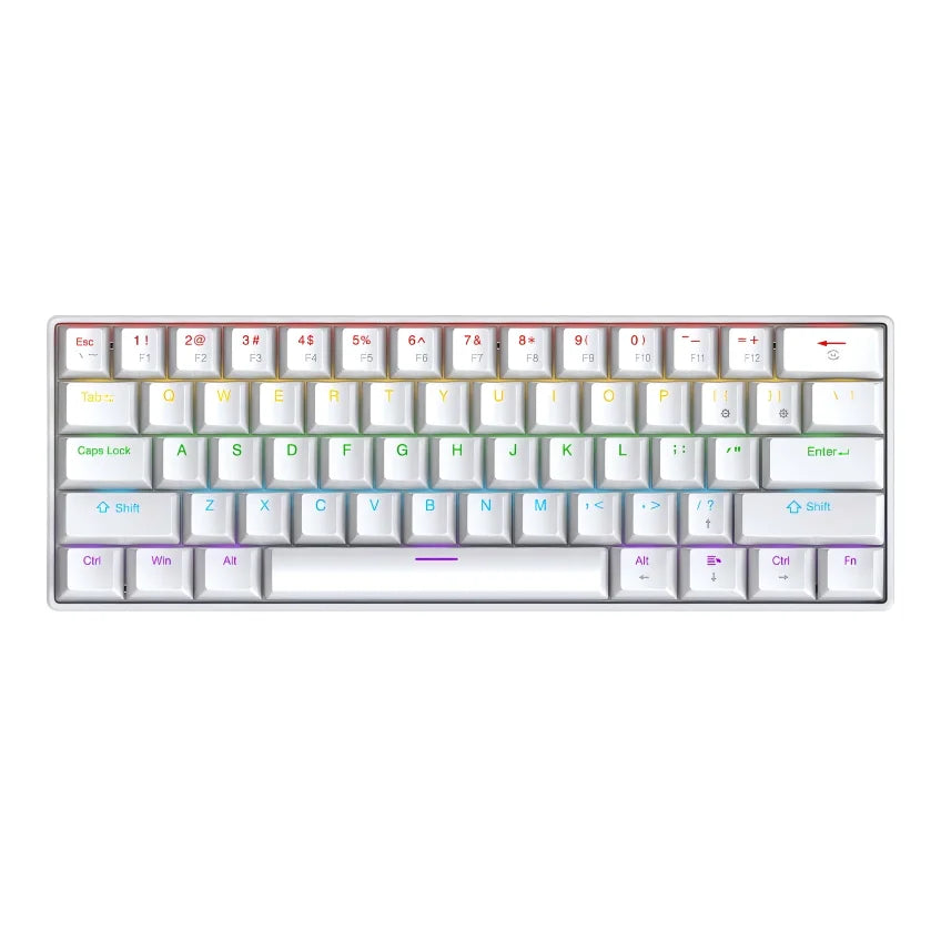 APAYADO K61 Keyboard 60% Portable Wired Mechanical Keyboard Wired 61 Keys Phantom RGB - White / blue switch - Desktop