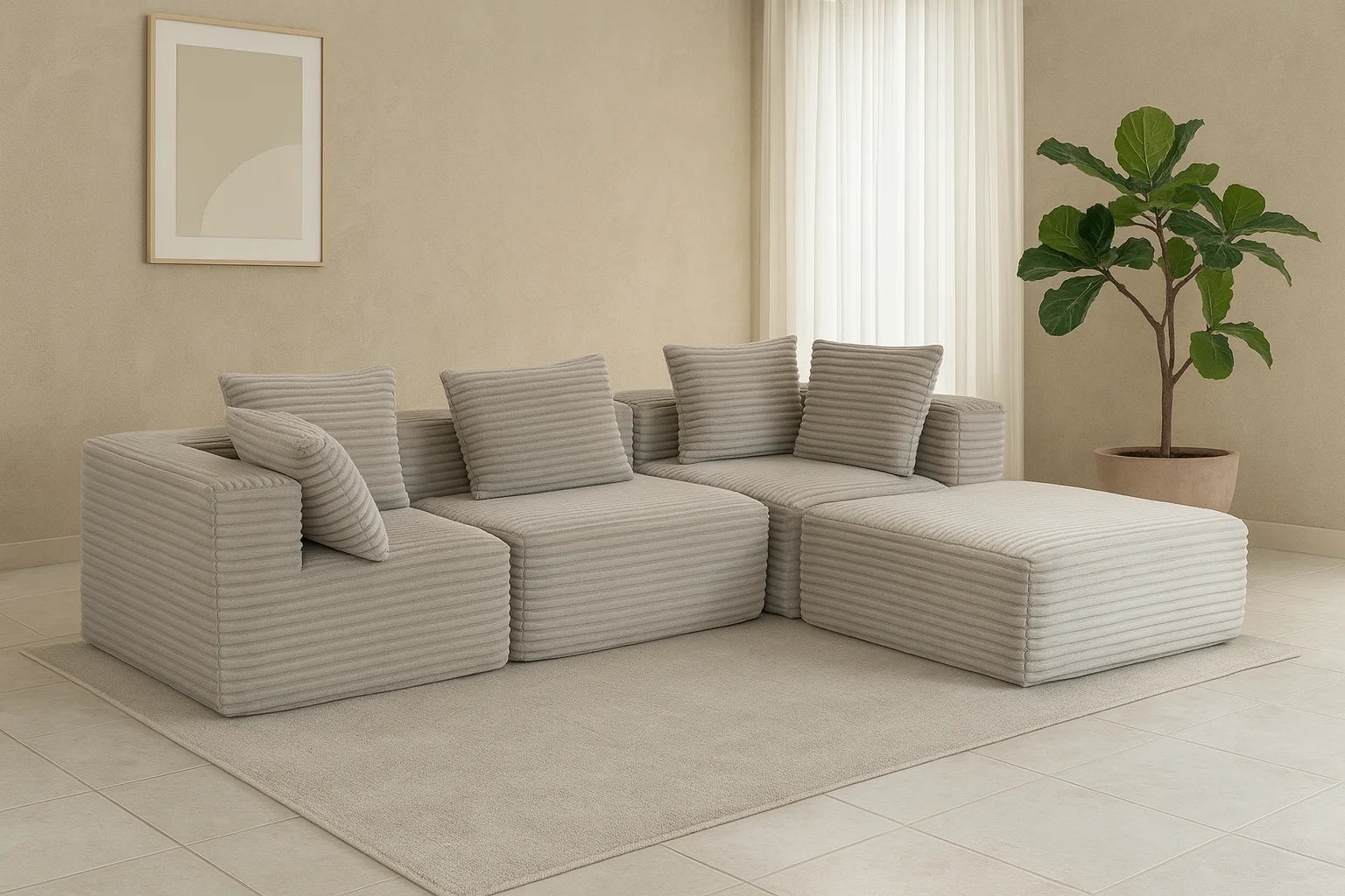 Sectional boneless Couch with L-Shape Chaise,Modern Modular sleeper Sofa with Deep Seat Upholstered Couches for Room