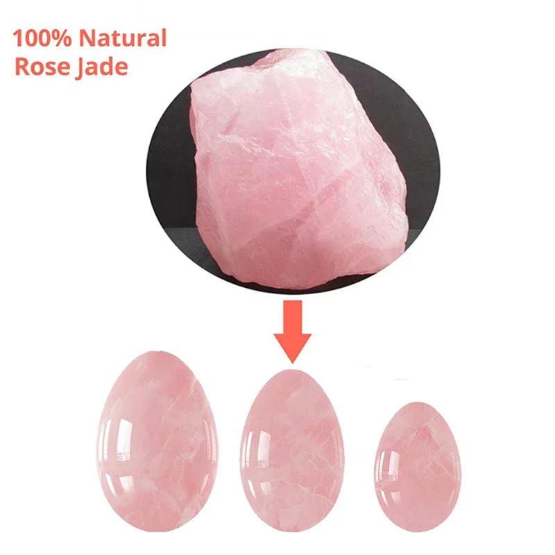 3PCS Jade Stone Yoni Egg Set Natural Rose Quartz Vaginal Massage Eggs Ball Repair Vaginal Tightening Kegel Muscle