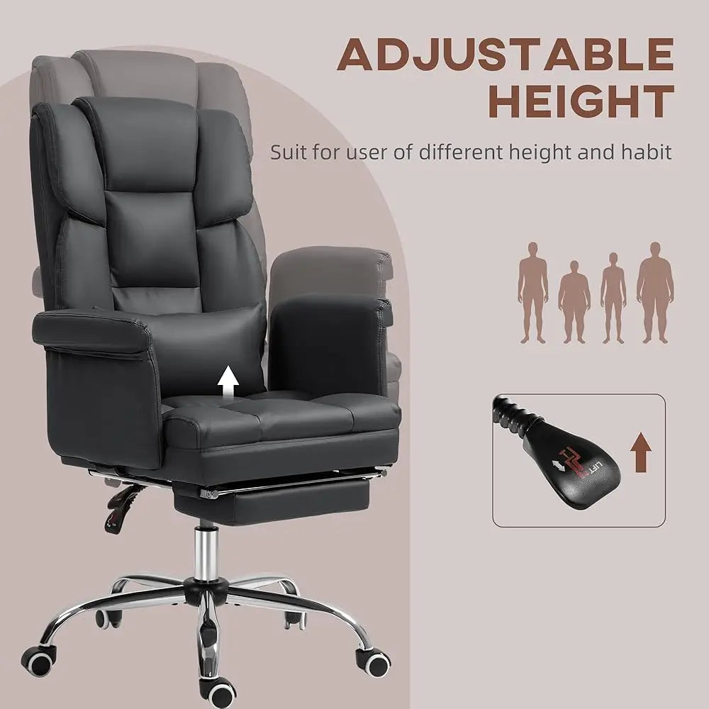 Executive Office Chair with Footrest and Lumbar Support PU Leather Ergonomic Offices Desks Chairs Reclining and Swivel
