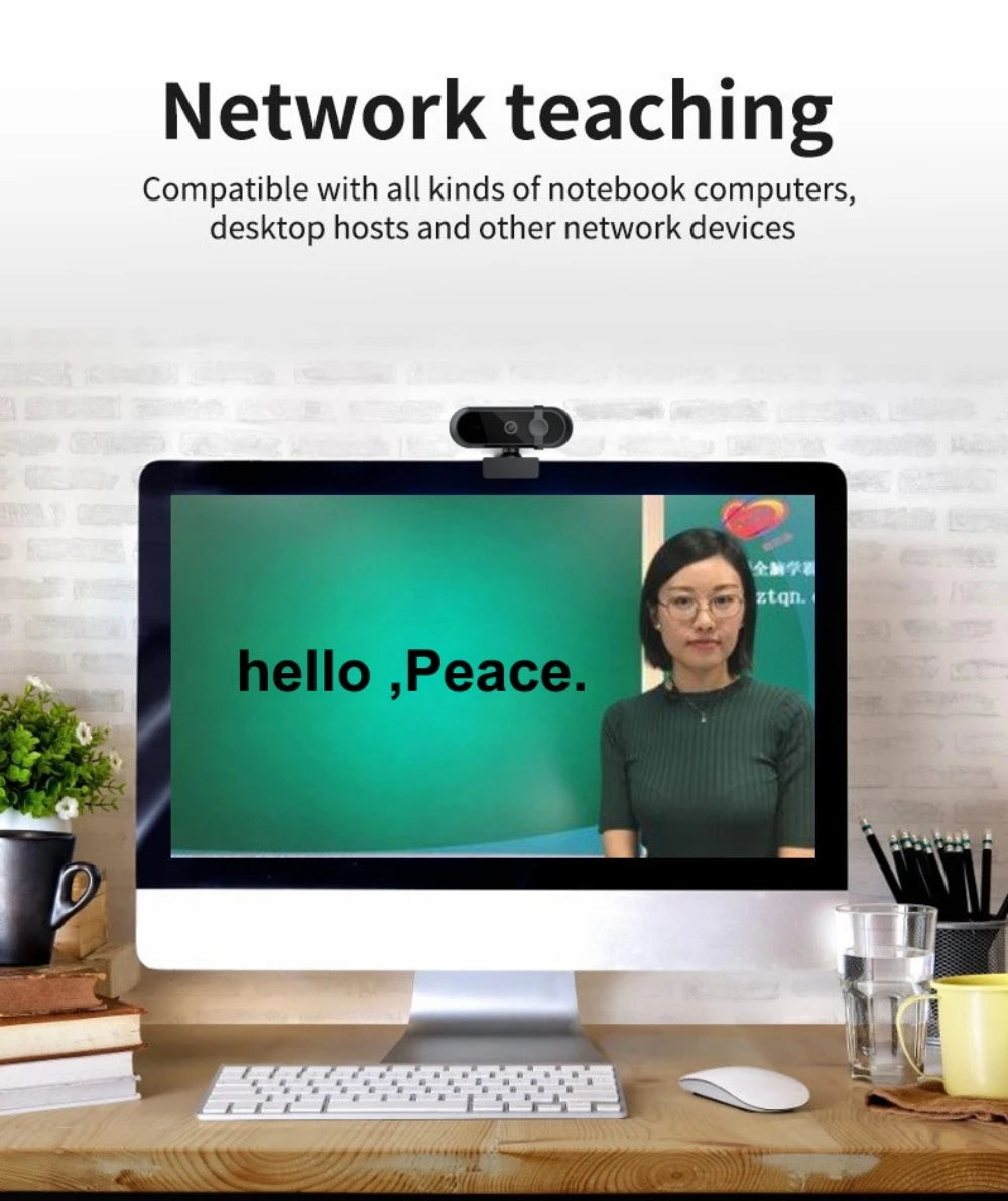 4K 2K Autofoucs Microphone Webcam 30fps Full HD for Gamer Live Video Calling Online Meeting Driver Free USB Plug