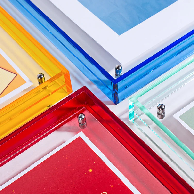 Translucent Acrylic Picture Frame Neon Floating Acrylic Wall Tabletop Frame Decoration Photo Frame for Gallery Home