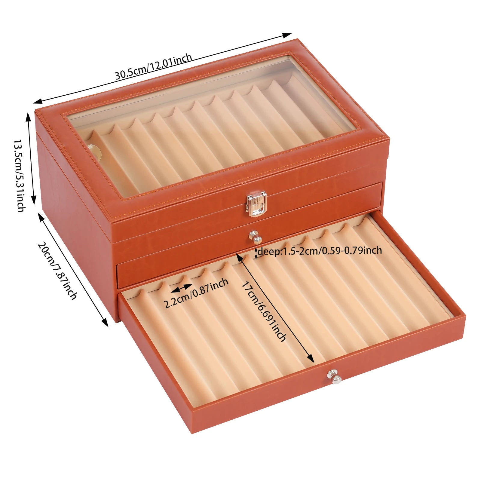 Fountain Pen Display Case -Pen Collection Display Case 3 Layer Fountain Pen Storage Display Box 36 Slots Wooden