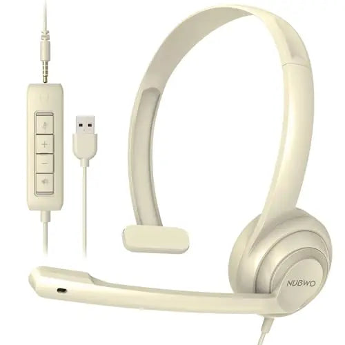 NUBWO HW02 USB Headset with Mic Noise Cancelling Ultra Comfort Computer Headset for Laptop pc On-Ear Wired Office Call