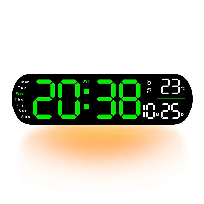 13.78 Inch Remote Control Digital Wall Clock Mood Lighting Timing Countdown 2 Alarm Auto Dimmer DST Plug In Use LED