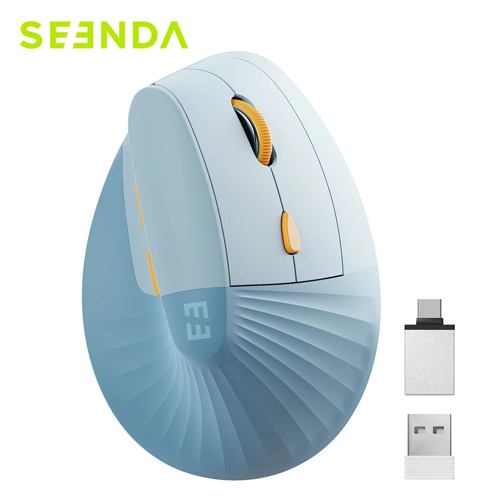 SEENDA Vertical Wireless Mouse Type C Rechargeable Ergonomic USB & Type C Mice for Laptop Laptop PC MacBook Windows