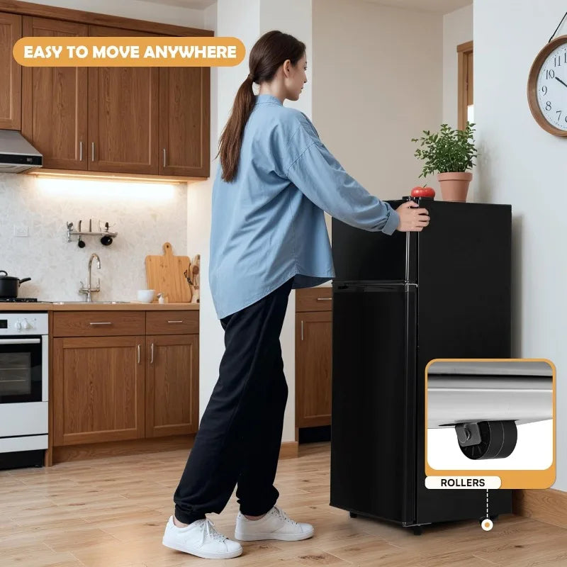 4.5 Cu.Ft Mini Fridge with Freezer Small Refrigerator with 2 Doors for Kitchen Dorm Office and Bedroom Mini Fridge