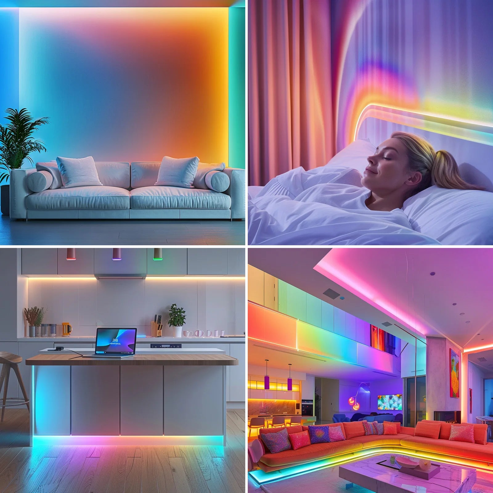 25/50/100/130ft smart LED light strip bedroom color-changing RGB light built-in microphone can rhythm with music su