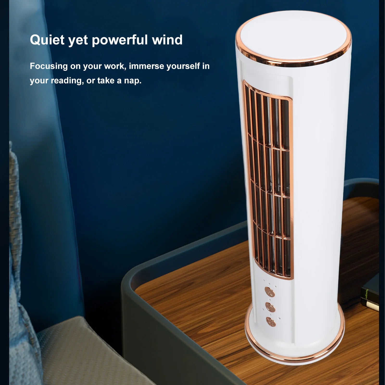 Desktop Bladeless Fan 3 Speed Wind Tower Shaped USB Rechargeable Fan with Remote Control for Summer Use Desktop Fan USB
