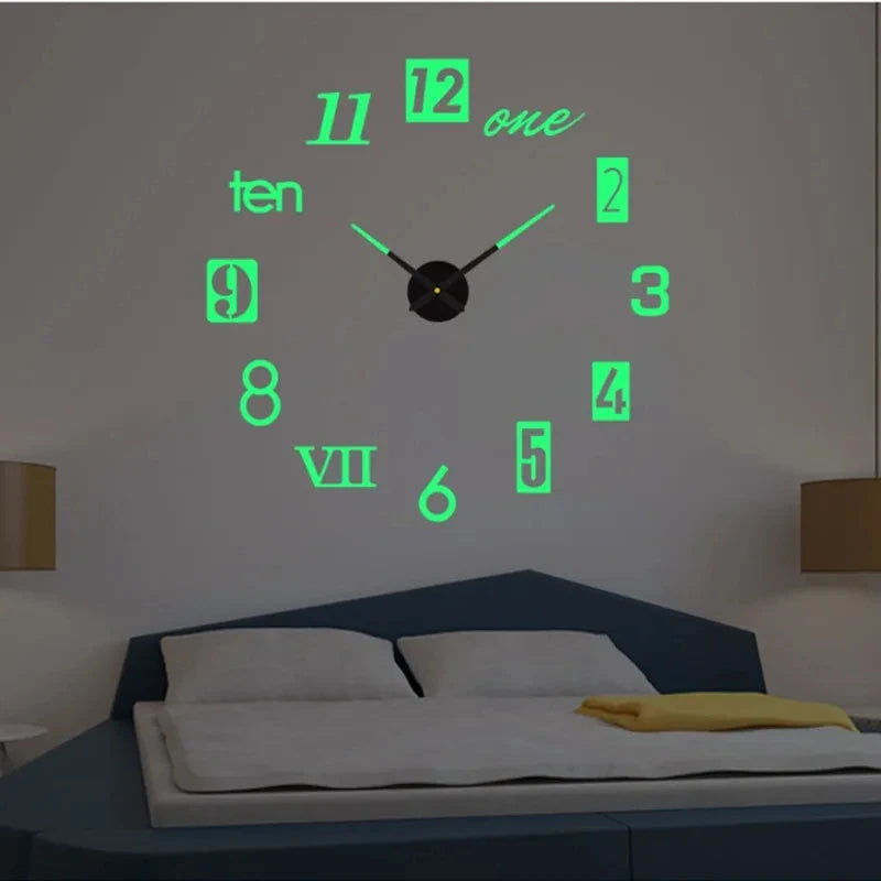 2D/3D Large Roman Numeral Acrylic Mirror Wall Clock Sticker Fashion DIY Quartz Clocks Watch Home Decoration Living Room