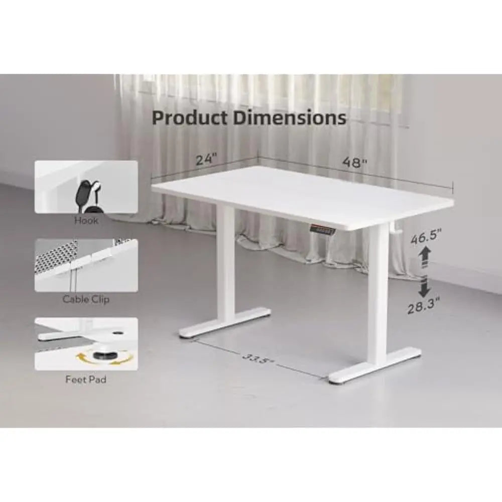 Electric Standing Desk Adjustable Height 48 x 24 Inches Stand up Desk w/Cable Management Home Office Desks with Splice