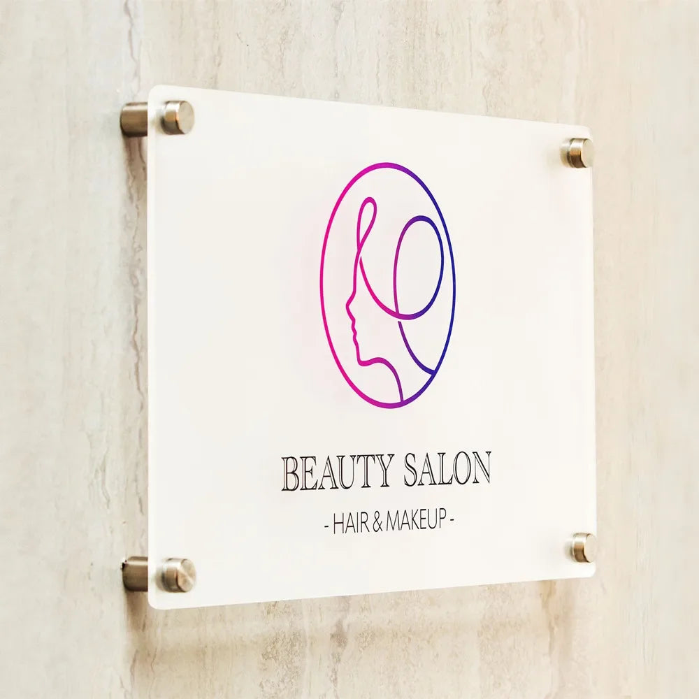 Customized Business Sign Personalised Company Logo Picture Name Signage Acrylic Plate Office Sign Wall Art Decor Shop