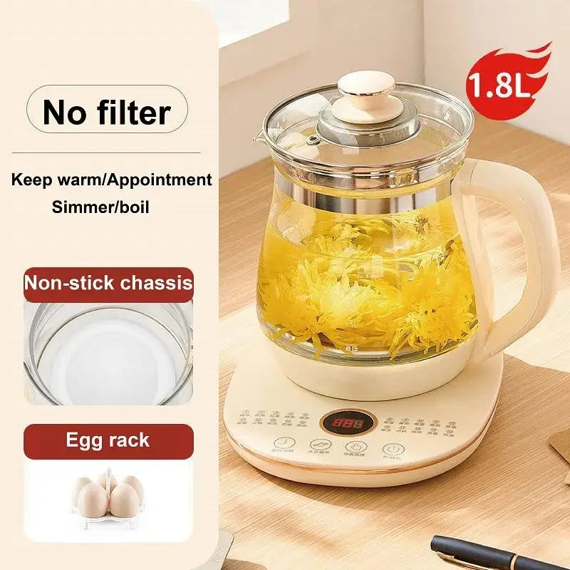 1.8L Health Pot Household Kettle Office Multifunctional Glass Electric Kettle Flower Teapot Soup Stew Pot 220V
