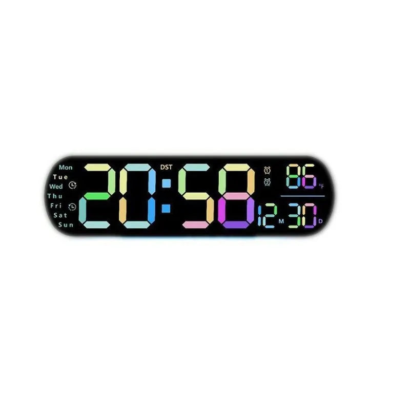 13.78 Inch Remote Control Digital Wall Clock Mood Lighting Timing Countdown 2 Alarm Auto Dimmer DST Plug In Use LED