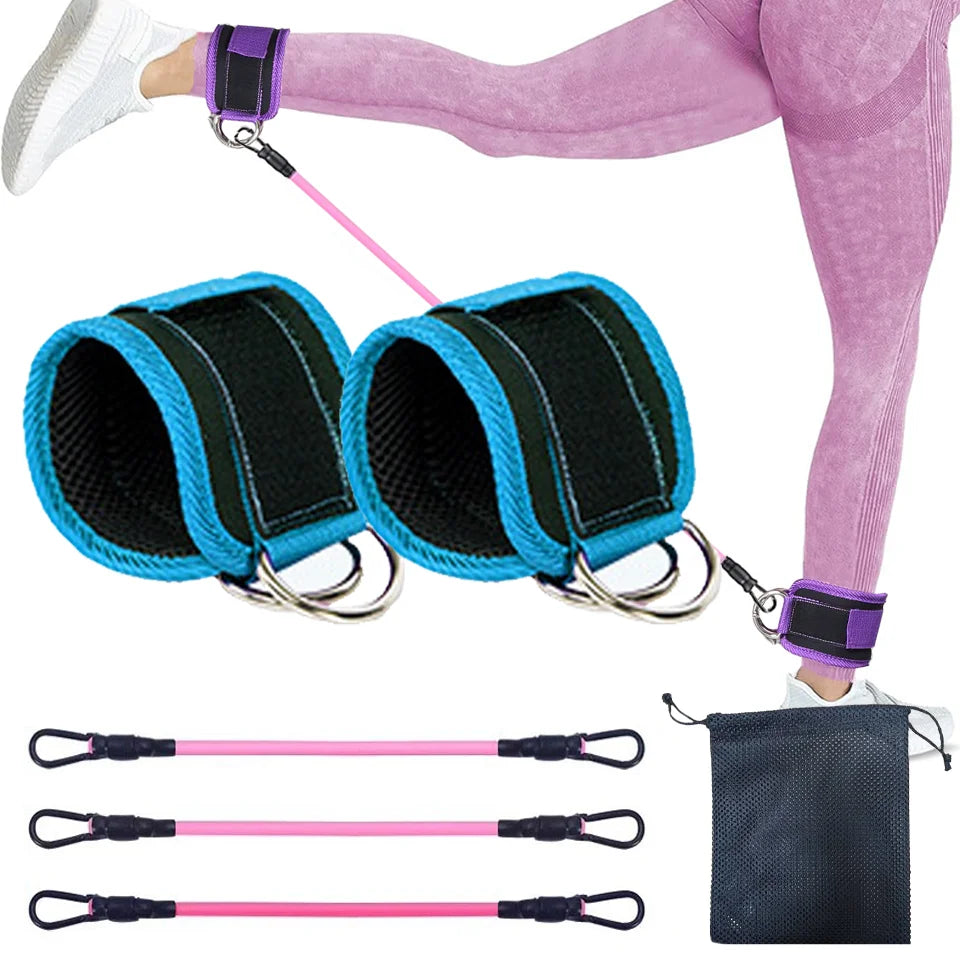LOOGDEEL TPE Resistance Bands Ankle Straps Fitness D-Ring Support Ankle Cuffs Yoga Band Gym Guard Leg Strength Safety