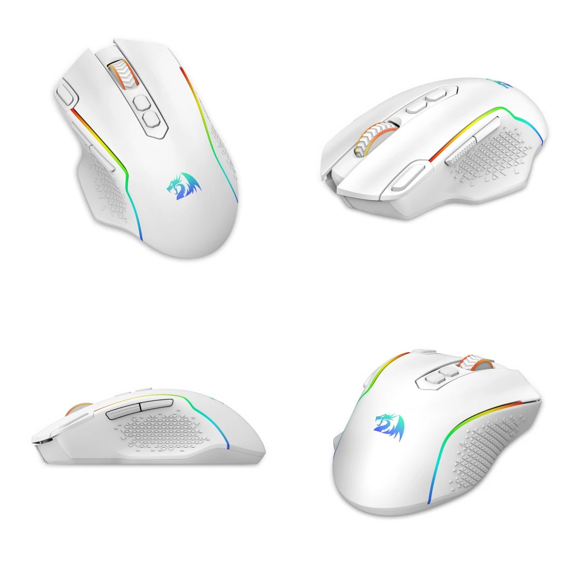 Redragon M810 Pro Wireless Gaming Mouse 10000 DPI Wired Gamer Mouse w/ Rapid Fire Key 8 Macro Buttons Black/White Mouse