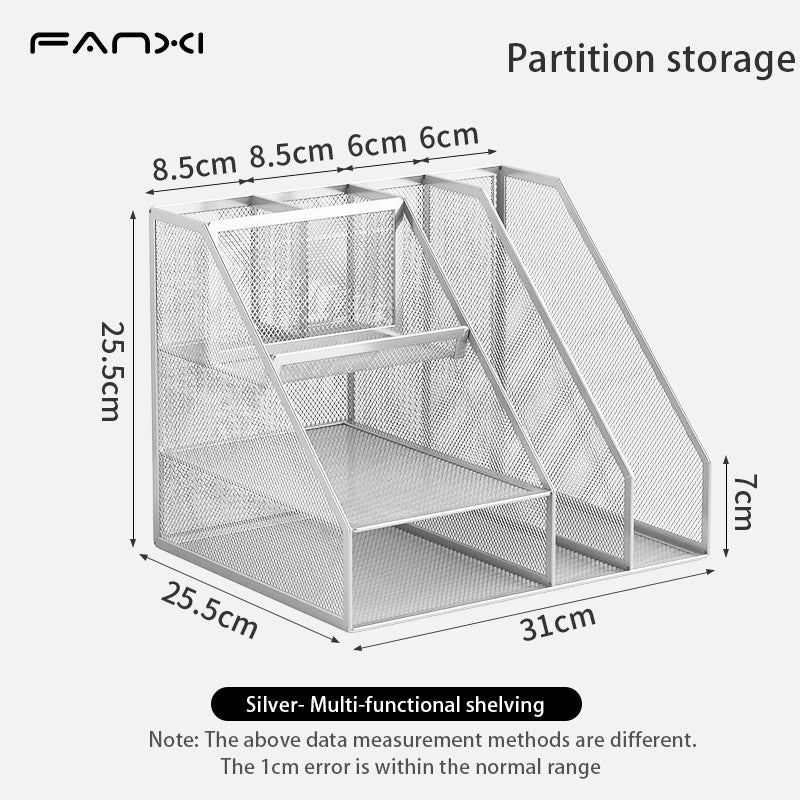 Desk Organizer with File Holder Desk Organizers with 3 Tier Letter Trays and 2 Pen Holders Mesh Desk Accessories &