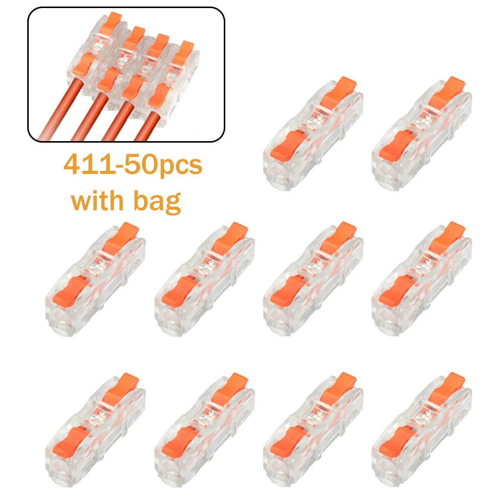 100pcs Box Electrical Lever Wire Connectors Electric Cable Clamp Mini Quick Electrical Push In Lighting Terminal Block