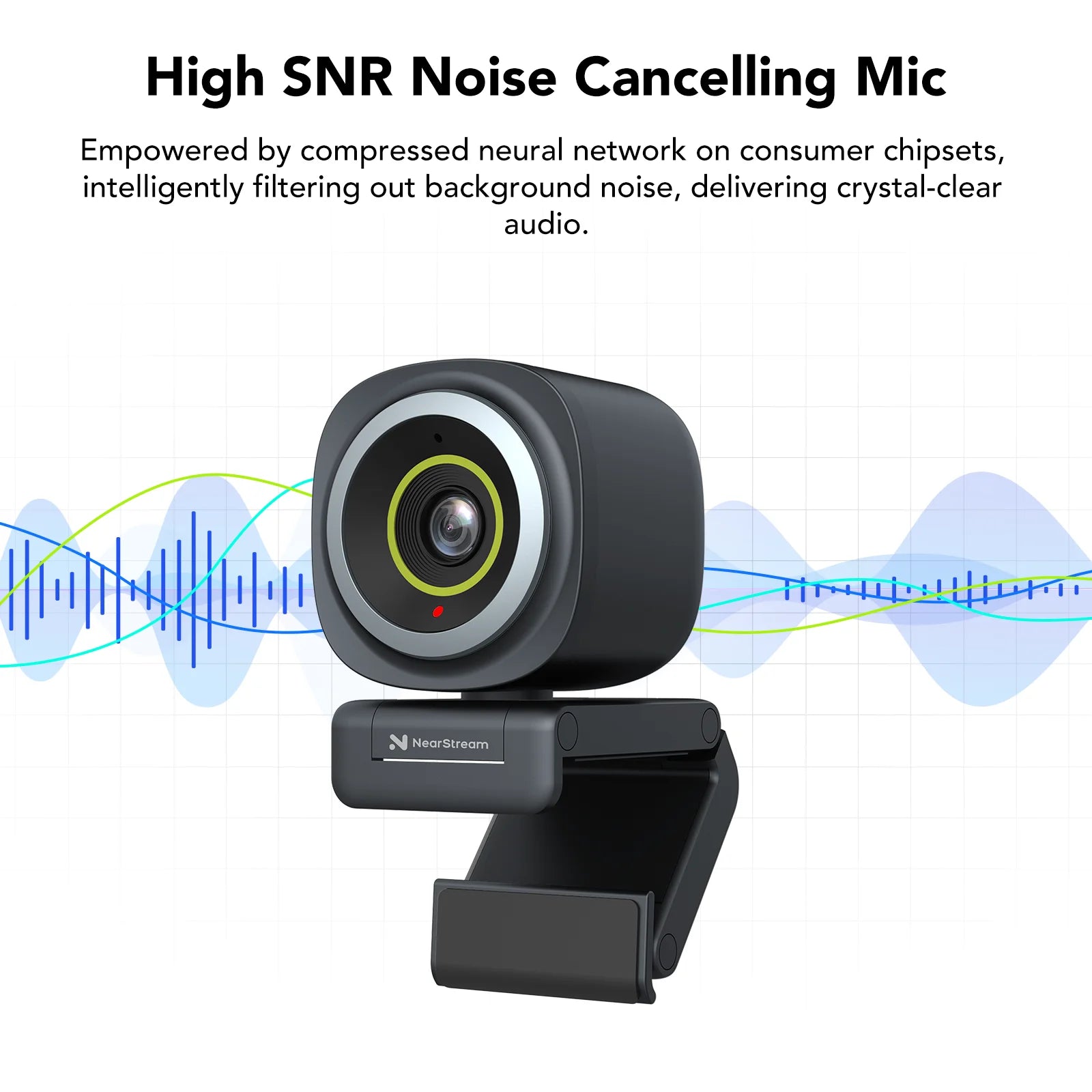 NearStream 1080P@60FPS USB Webcam with AI Noise-Canceling Microphone Software Auto Focus PC Camera With Microphone