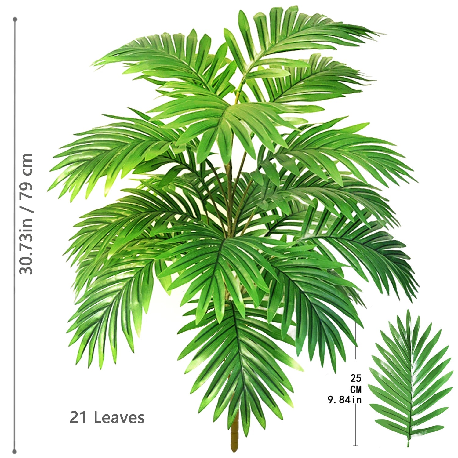68-125cm/49.2in Artificial Areca Palm Plant Fake Tropical Leaves Fake Yellow Palm Indoor Home Office Decor