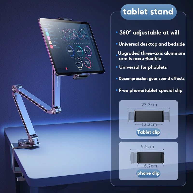 MoZhao Tablet Stand Desktop Support Stand Phone Holder 360° Rotating Folding Aluminum Alloy Office Fixing Magnetic