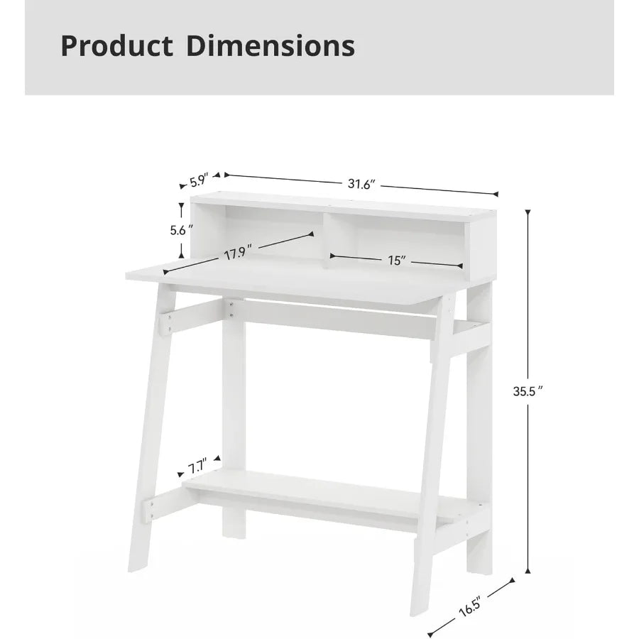 Compact White Corner Desk for Bedroom or Small Office Space with Builtin Storage Ideal for Computer Setup