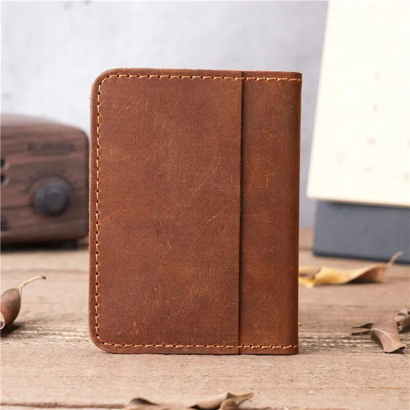 Retro High Quality Credit Card Holder Mens Wallet Handmade Short Ultra Thin Slim Drivers License ID Card Cases Multiple