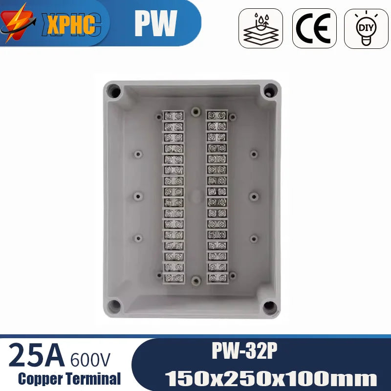 Outdoor ABS Plastic Electric Cable Branch Box Distribution Enclosure Case Home Monitor Waterproof Terminal Junction Box