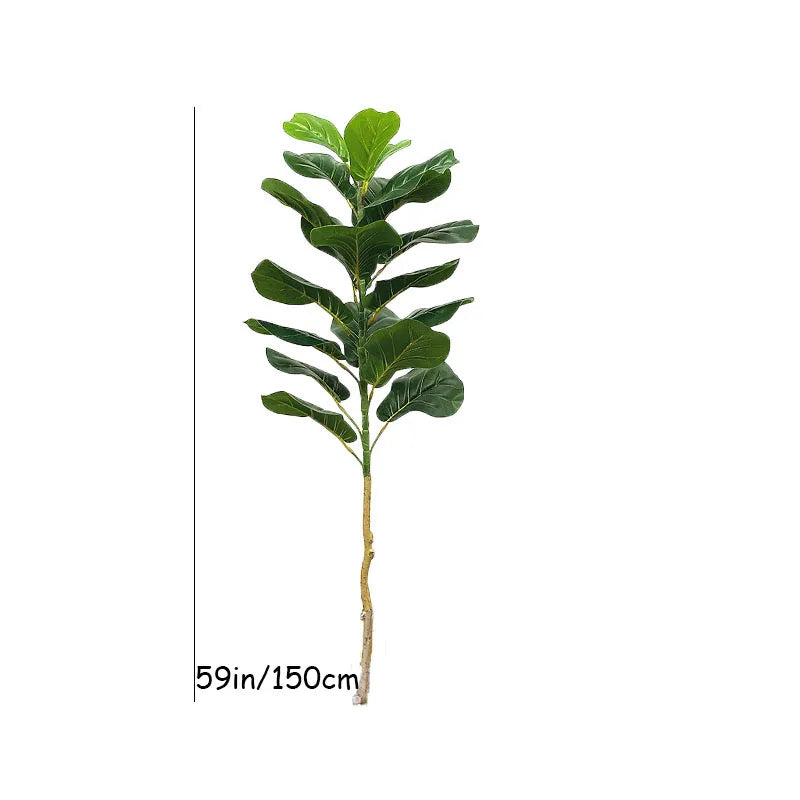 67in Large Artificial Tree Faux Ficus Lyrata Plants Fake Monstera Plastic Banyan Leafs For Home Shop Garden Office