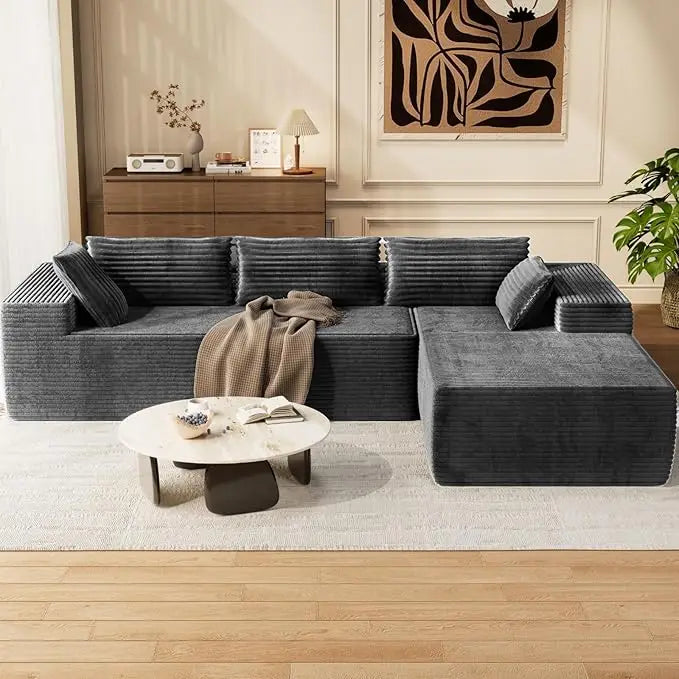 105.5’’ Modular Sectional Sofa L-Shape Modular Cloud Sofa with Deep Seat for Living Room Bedroom Upholstered Couches