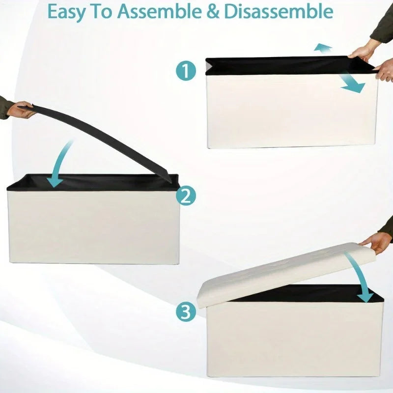 Storage Ottoman Bench Foot Rest Stool for Bedroom Entryway Living Room