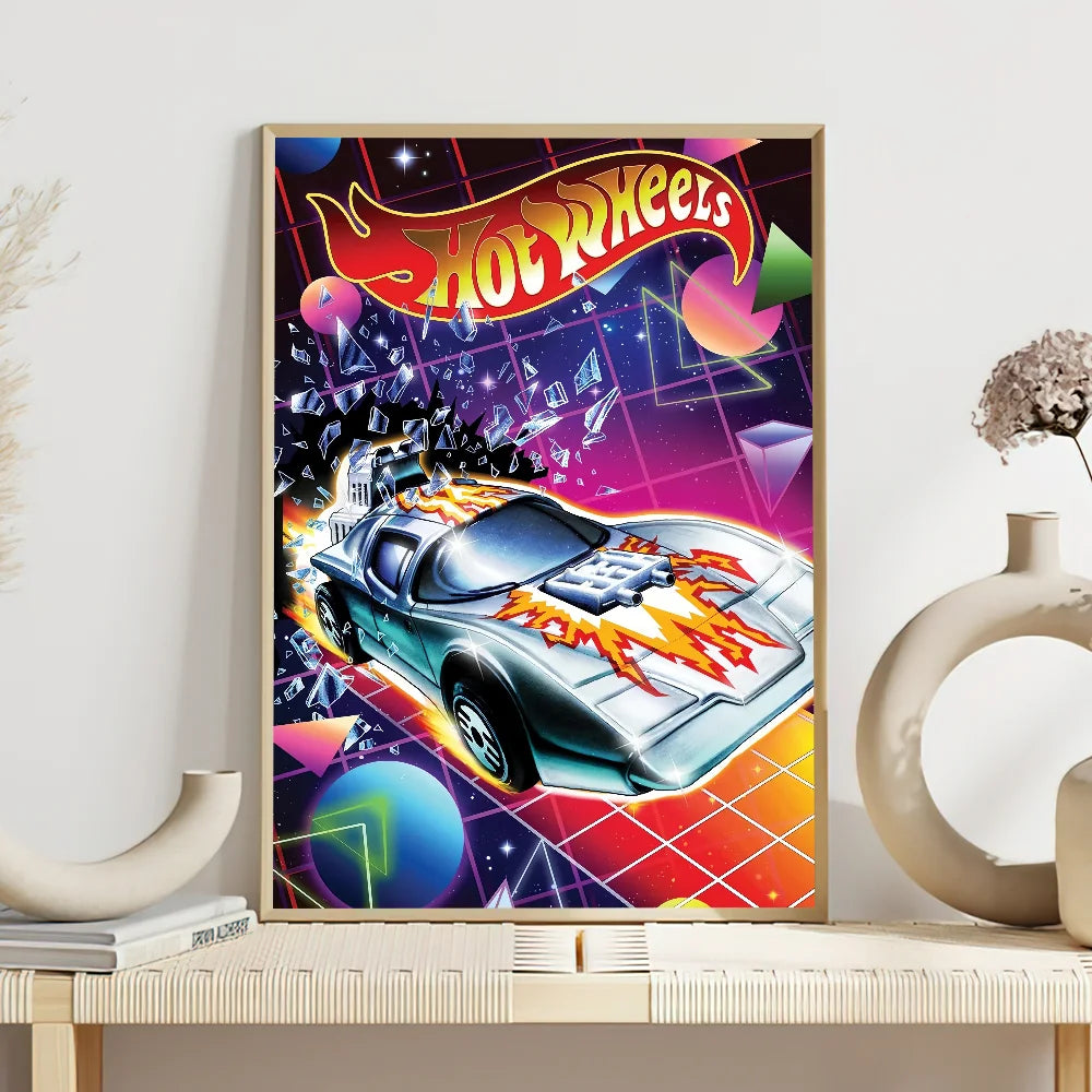 Super Car H-Hot W-Wheels Poster Self Adhesive Painting Living Room Office Decoration Bedroom Home Wall Sticker Prints
