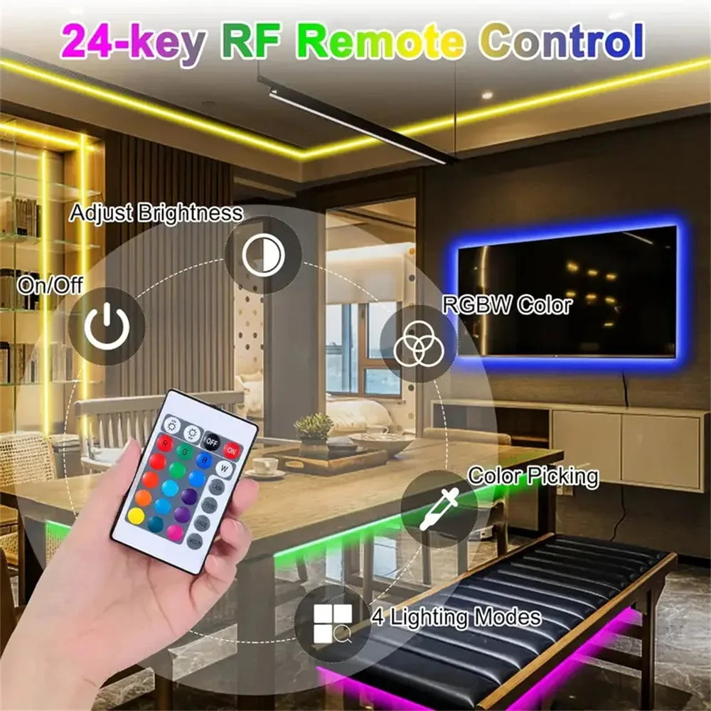 WIFI APP 5050 RGB LED Strip 24K Control With Battery And US plug Power Supply For Home Decoration And Ambient Lighting