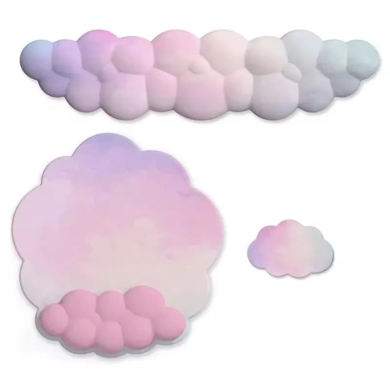 3pcs Keyboard Wrist Rest Pad Set Ergonomic Leaf Shape Mouse Pad With Non-Slip PU Base Pain Relief Memory Foam Mouse