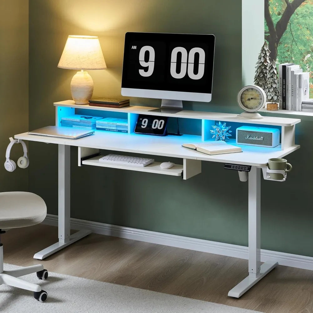 60inch-gaming-desk-electric-standing-desk-with-height-adjustable-power-outlets-led-lights-keyboard-tray-and-monitor-shelf
