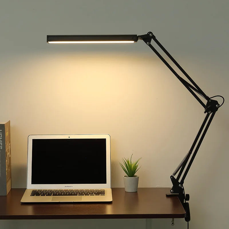 33CM LED Desk Lamp Adjustable Foldable Double Swing Arm Light Eye-Caring For Dormitory Study Office Architect Task Lamp