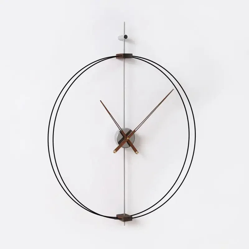 Spanish Minimalist Wall Clock Creative Luxury Living Room Art Clocks Solid Wood Pointer Large Wall Clock Silent