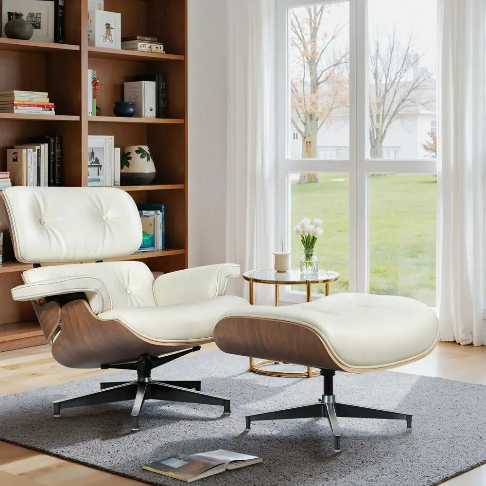 Mid-century Armchair Leather Lounges Chair,ottoman include Living Room Furniture