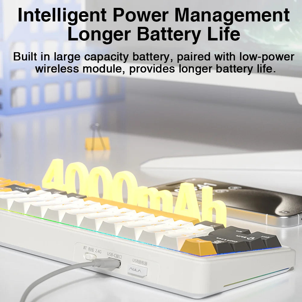 AULA F65 65% Layout Hot-Swap Gasket-mounted Wireless Mechanical Keyboard Macro Software RGB Mini Gaming Keyboard