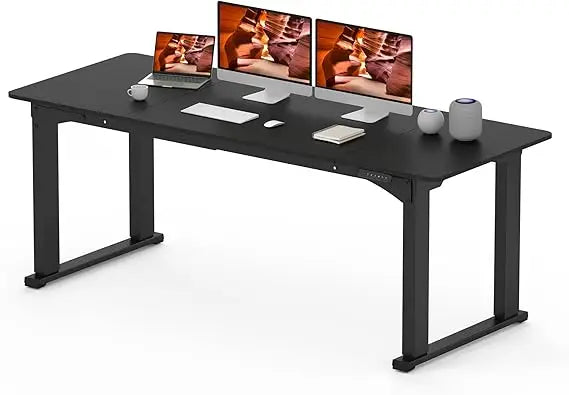 4 Legs Standing Desk Large 79x31 Inches Electric Adjustable Height Desk with Splice Board Stand Up Desk Home Office