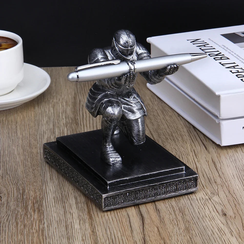 NEW Knight Pen Holder Executive Soldier Figurine Pencil Stand for Office Accessories deco Pen Stand Desk Organizer